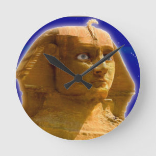 Antike ägyptische Sphinx im Gizeh Art Design Runde Wanduhr
