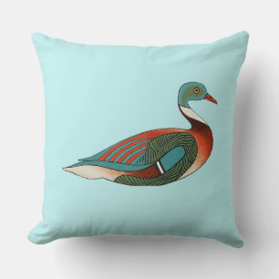 Antike ägyptische Teal-Enten-Illustration Wurfkiss Kissen