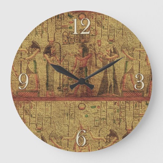 Antike ägyptische Tempelmauer Kunst Große Wanduhr (Vorderseite)
