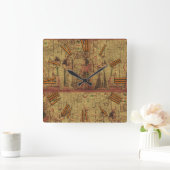 Antike ägyptische Tempelmauer Kunst Quadratische Wanduhr (Zuhause)