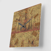 Antike ägyptische Tempelmauer Kunst Quadratische Wanduhr (Winkel)