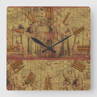 Antike ägyptische Tempelmauer Kunst Quadratische Wanduhr