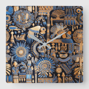 Antike ägyptische Textilmauer-Uhr Quadratische Wanduhr