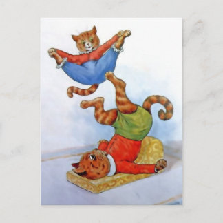 Antike Akrobatik-Katzen-Postkarte Postkarte