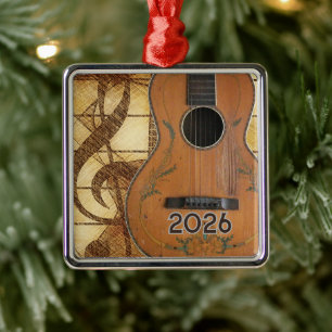 Antike akustische Gitarre, Treble Clef, Sta Orname Ornament Aus Metall
