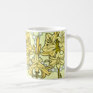 Antike Alphonse Mucha Art Nouveau Lilien Muster Kaffeetasse