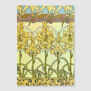 Antike Alphonse Mucha Art Nouveau Lilien Muster Magnetkarte