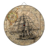 Antike Alte Frankreich Karte & Schiff Dartscheibe (vorne)