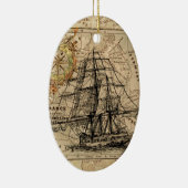 Antike Alte Frankreich Karte & Schiff Keramik Ornament (Rechts)