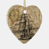 Antike Alte Frankreich Karte & Schiff Keramikornament (Rechts)
