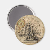 Antike Alte Frankreich Karte & Schiff Magnet (Vorderseite/Rückseite)