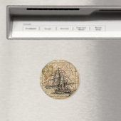 Antike Alte Frankreich Karte & Schiff Magnet (In Situ (Geschirrspüler))