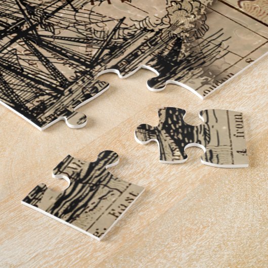 Antike Alte Frankreich Karte & Schiff Puzzle (Seite)