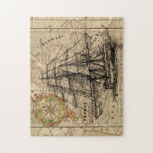 Antike Alte Frankreich Karte & Schiff Puzzle (Vertikal)