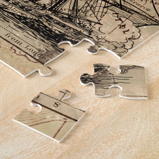 Antike Alte Frankreich Karte & Schiff Puzzle (Seite)