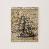 Antike Alte Frankreich Karte & Schiff Puzzle (Vertikal)