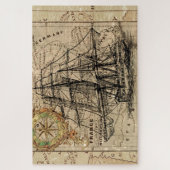 Antike Alte Frankreich Karte & Schiff Puzzle (Vertikal)