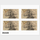 Antike Alte Frankreich Karte & Schiff Rechteckiger Aufkleber (Blatt)