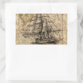 Antike Alte Frankreich Karte & Schiff Rechteckiger Aufkleber (Tasche)