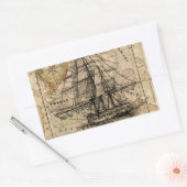 Antike Alte Frankreich Karte & Schiff Rechteckiger Aufkleber (Umschlag)