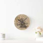 Antike Alte Frankreich Karte & Schiff Runde Wanduhr (Zuhause)