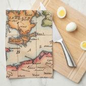 Antike Alte Karte Inspiriert (10) Geschirrtuch (Viertel Falte)