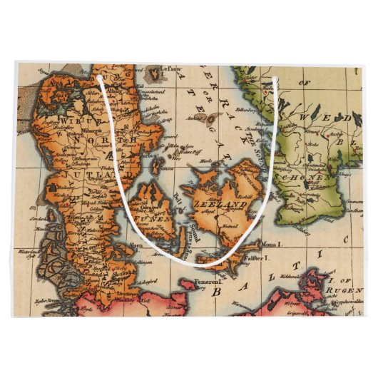 Antike Alte Karte Inspiriert (10) Große Geschenktüte (Rückseite)