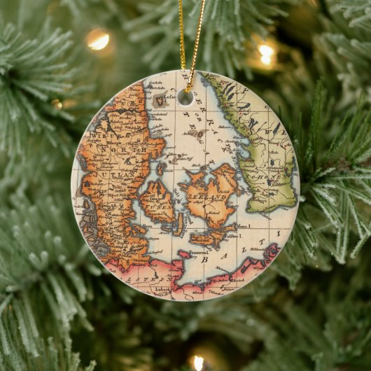 Antike Alte Karte Inspiriert (10) Keramik Ornament (Baum)