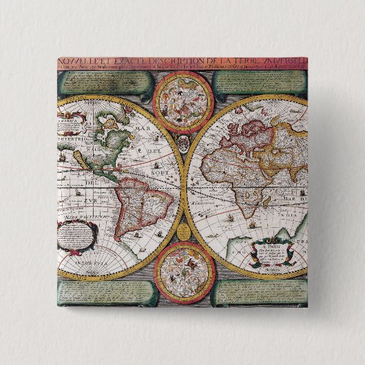 Antike Alte Karte Inspiriert (12) Button (Vorderseite)