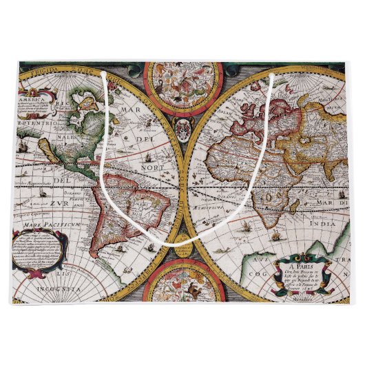 Antike Alte Karte Inspiriert (12) Große Geschenktüte (Vorderseite)