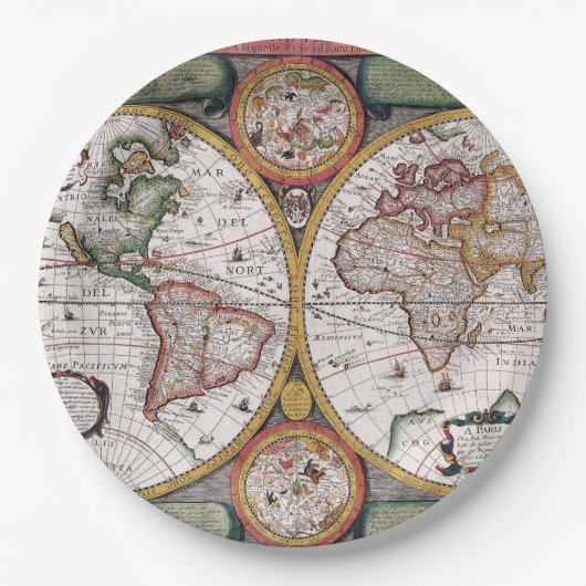 Antike Alte Karte Inspiriert (12) Pappteller (Vorderseite)