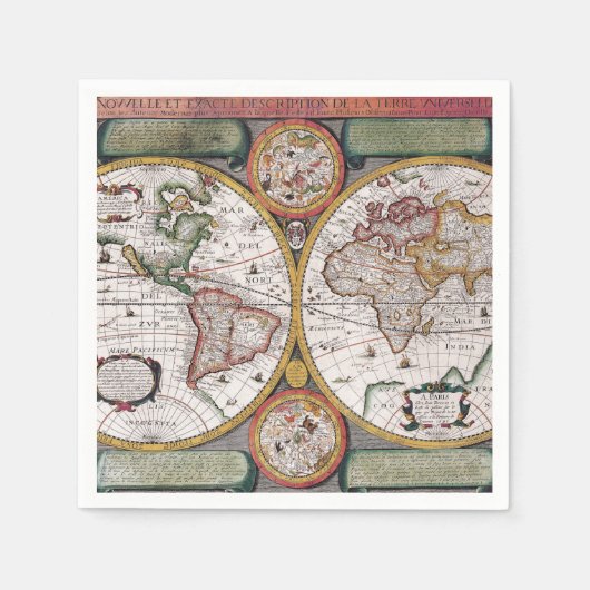 Antike Alte Karte Inspiriert (12) Serviette (Vorderseite)