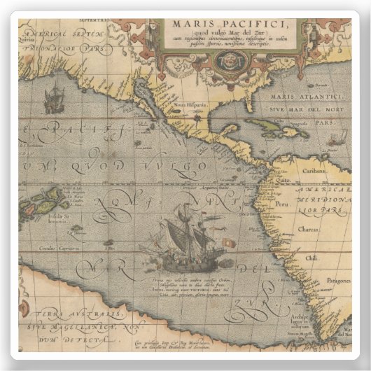 Antike Alte Karte Inspiriert (14) Gepäckanhänger Aufkleber (Vorderseite)