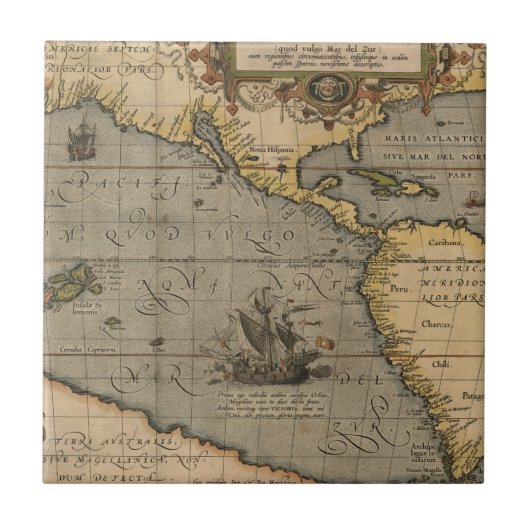 Antike Alte Karte Inspiriert (14) Gepäckanhänger Fliese (Vorderseite)