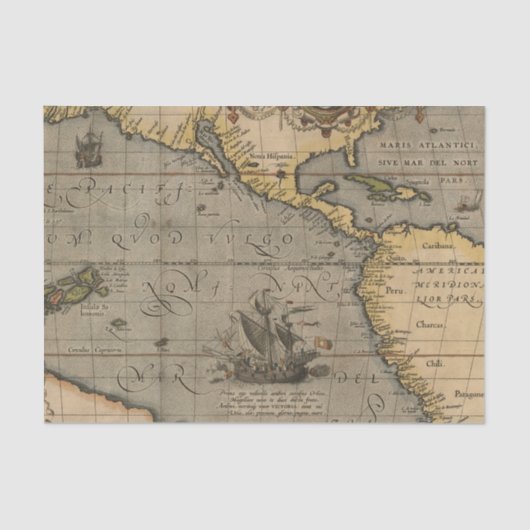 Antike Alte Karte Inspiriert (14) Gepäckanhänger Seidenpapier (Vorderseite)