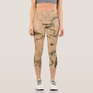 Antike Alte Karte Inspiriert (1) Capri Leggings