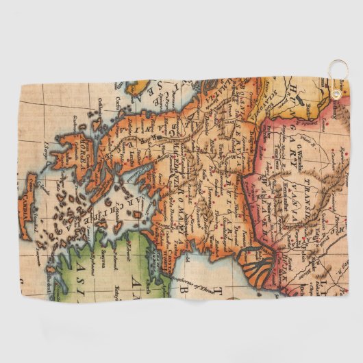 Antike Alte Karte Inspiriert (2) Golfhandtuch (Horizontal)