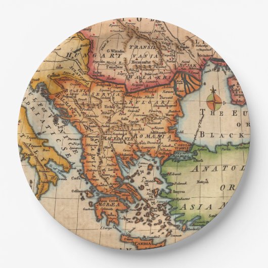 Antike Alte Karte Inspiriert (2) Pappteller (Vorderseite)