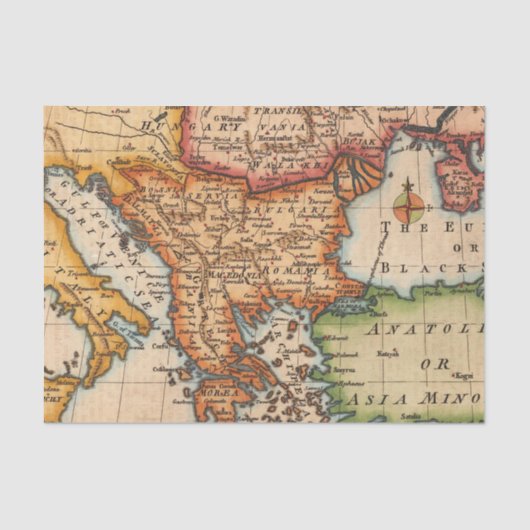 Antike Alte Karte Inspiriert (2) Seidenpapier (Vorderseite)