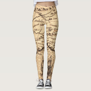 Antike Alte Karte Inspiriert (3) Leggings