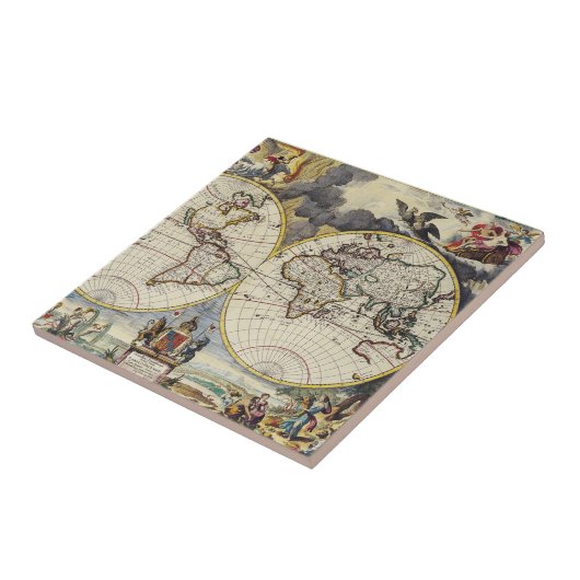 Antike Alte Karte Inspiriert (4) Fliese (Seite)