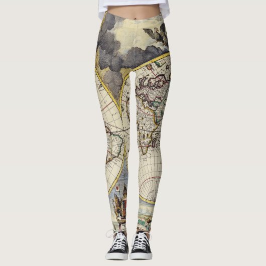 Antike Alte Karte Inspiriert (4) Leggings (Vorderseite)