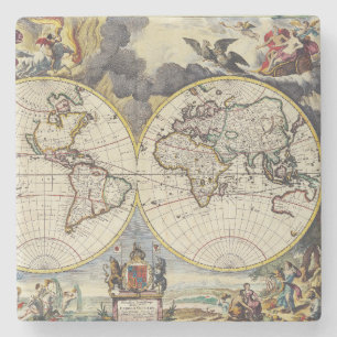 Antike Alte Karte Inspiriert (4) Steinuntersetzer