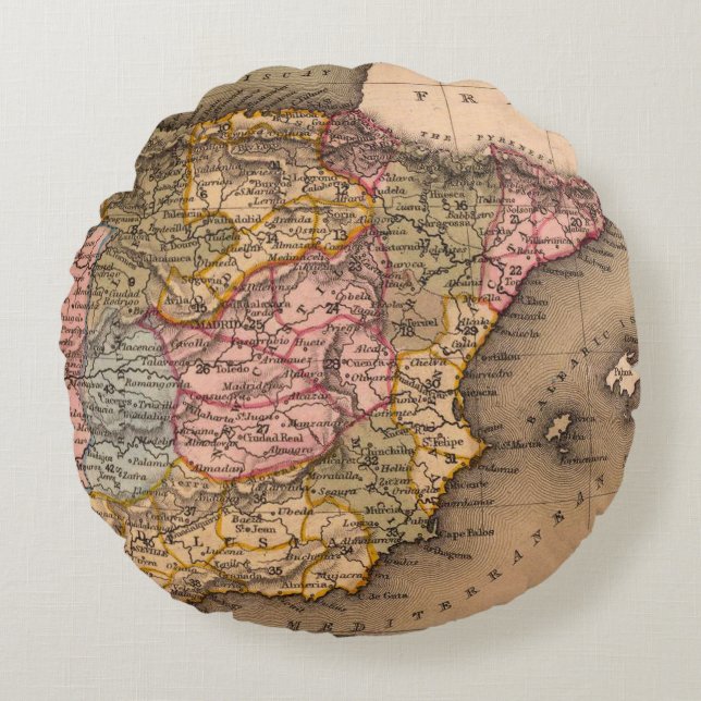 Antike Alte Karte Inspiriert (5) Rundes Kissen (Vorderseite)