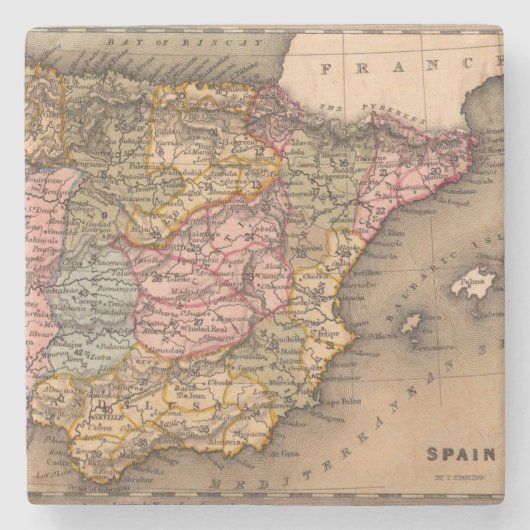 Antike Alte Karte Inspiriert (5) Steinuntersetzer (Vorderseite)