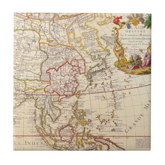 Antike Alte Karte Inspiriert (6) Fliese (Vorderseite)