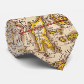 Antike Alte Karte Inspiriert (6) Krawatte (Gerollt)