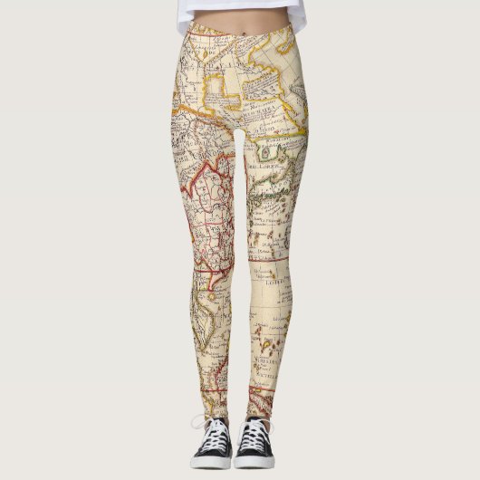 Antike Alte Karte Inspiriert (6) Leggings (Vorderseite)