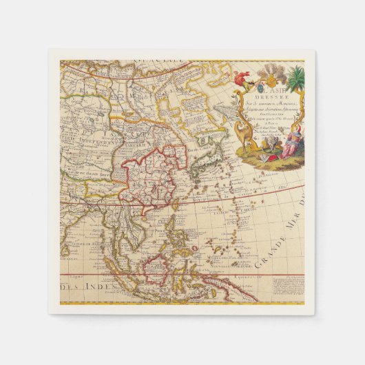 Antike Alte Karte Inspiriert (6) Serviette (Vorderseite)