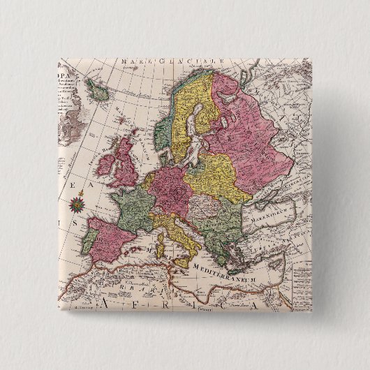 Antike Alte Karte Inspiriert (9) Button (Vorderseite)